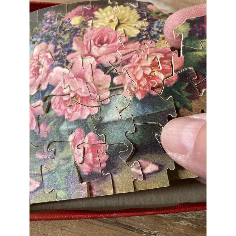 Vintage Best O Luck wood jigsaw puzzle Peonies floral 4